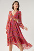 Sereia Berry O-Ring Cut Out Nami Midi Dress